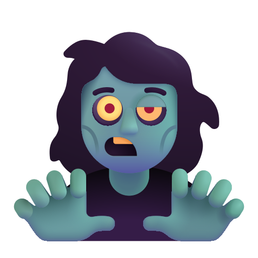 How emoji woman zombie displayed on Microsoft 3D fluent