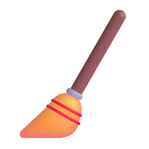 How emoji broom displayed on Microsoft 3D fluent