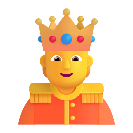 How emoji person with crown displayed on Microsoft 3D fluent