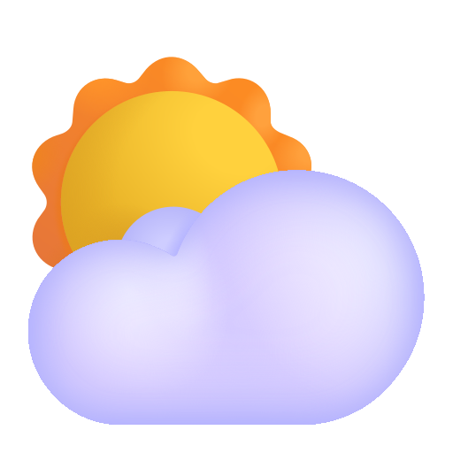 How emoji sun behind cloud displayed on Microsoft 3D fluent