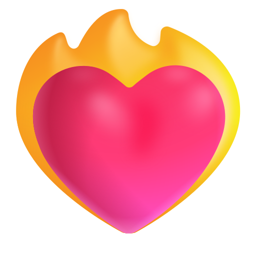 How emoji heart on fire displayed on Microsoft 3D fluent