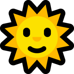 How emoji sun with face displayed on Microsoft