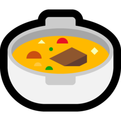 How emoji pot of food displayed on Microsoft