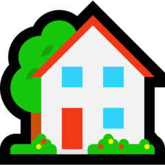 How emoji house with garden displayed on Microsoft