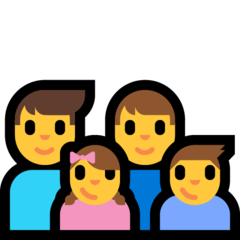 How emoji family: man, man, girl, boy displayed on Microsoft