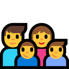 How emoji family: man, woman, boy, boy displayed on Microsoft