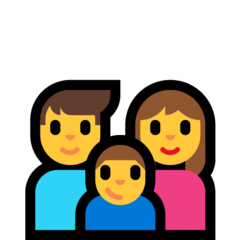 How emoji family: man, woman, boy displayed on Microsoft