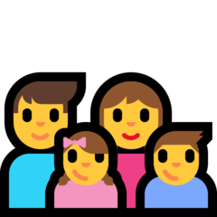 How emoji family: man, woman, girl, boy displayed on Microsoft