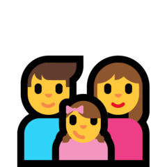 How emoji family: man, woman, girl displayed on Microsoft