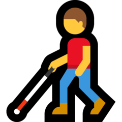 How emoji man with white cane displayed on Microsoft