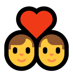 How emoji couple with heart: man, man displayed on Microsoft