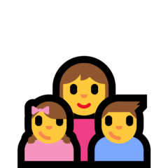 How emoji family: woman, girl, boy displayed on Microsoft