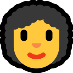 How emoji woman: curly hair displayed on Microsoft