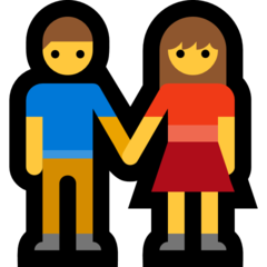 How emoji woman and man holding hands displayed on Microsoft