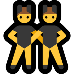 How emoji men with bunny ears displayed on Microsoft