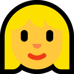 How emoji woman: blond hair displayed on Microsoft