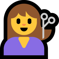 How emoji woman getting haircut displayed on Microsoft