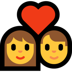 How emoji couple with heart displayed on Microsoft