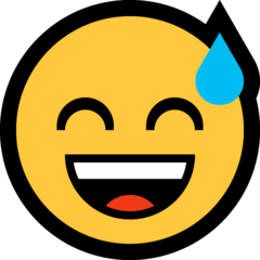 How emoji grinning face with sweat displayed on Microsoft