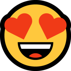 How emoji smiling face with heart-eyes displayed on Microsoft