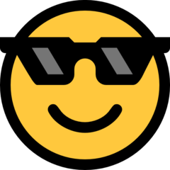 How emoji smiling face with sunglasses displayed on Microsoft