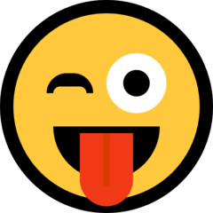 How emoji winking face with tongue displayed on Microsoft