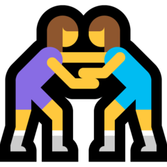 How emoji women wrestling displayed on Microsoft