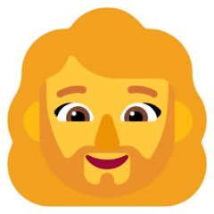 How emoji woman: beard displayed on Microsoft