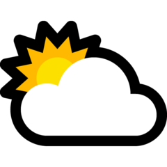 How emoji sun behind cloud displayed on Microsoft