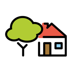 How emoji house with garden displayed on Openmoji