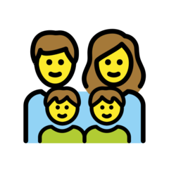 How emoji family: man, woman, boy, boy displayed on Openmoji