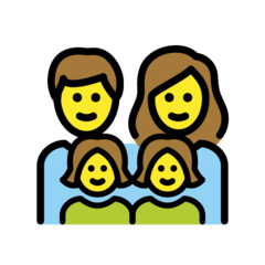 How emoji family: man, woman, girl, girl displayed on Openmoji