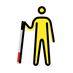 How emoji man with white cane displayed on Openmoji