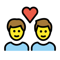 How emoji couple with heart: man, man displayed on Openmoji