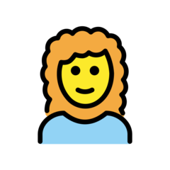 How emoji woman: curly hair displayed on Openmoji