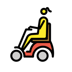 How emoji woman in motorized wheelchair displayed on Openmoji