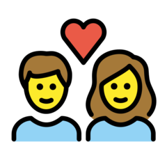 How emoji couple with heart: woman, man displayed on Openmoji