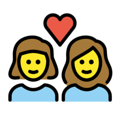 How emoji couple with heart: woman, woman displayed on Openmoji