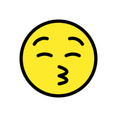 How emoji kissing face with closed eyes displayed on Openmoji