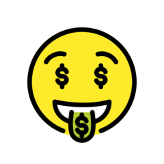 How emoji money-mouth face displayed on Openmoji