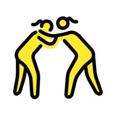 How emoji women wrestling displayed on Openmoji