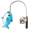 How emoji fishing pole displayed on Samsung