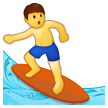 How emoji man surfing displayed on Samsung