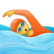 How emoji person swimming displayed on Samsung