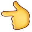 How emoji backhand index pointing left displayed on Samsung