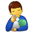 How emoji man feeding baby displayed on Samsung