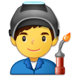 How emoji man factory worker displayed on Samsung