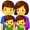 How emoji family: man, woman, boy, boy displayed on Samsung