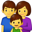 How emoji family: man, woman, boy displayed on Samsung