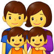 How emoji family: man, woman, girl, girl displayed on Samsung